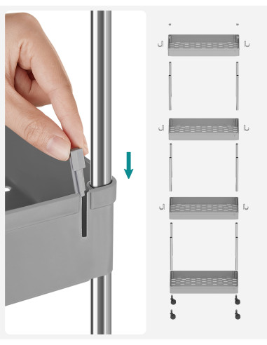 Szafka na kółkach 4 półki szara