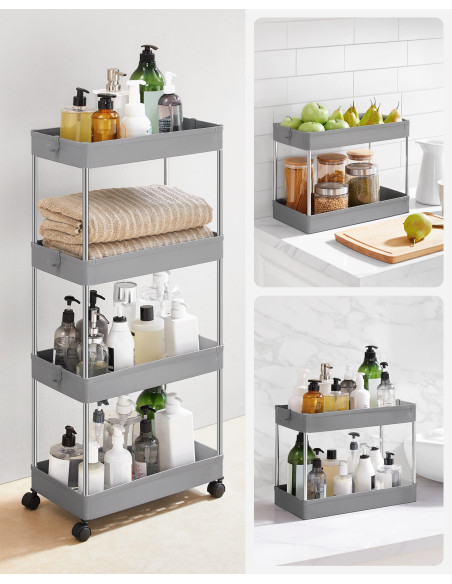 Szafka na kółkach 4 półki szara