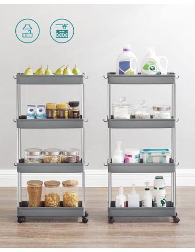 Szafka na kółkach 4 półki szara