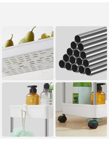 Szafka na kółkach 3 półki biała