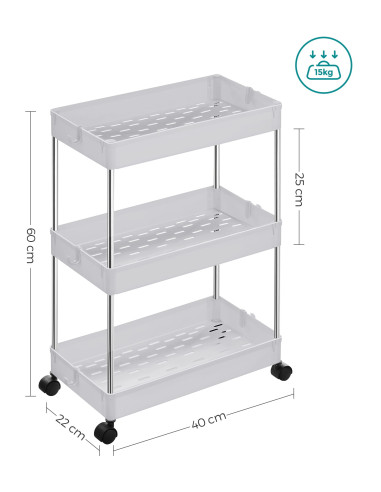 Szafka na kółkach 3 półki biała