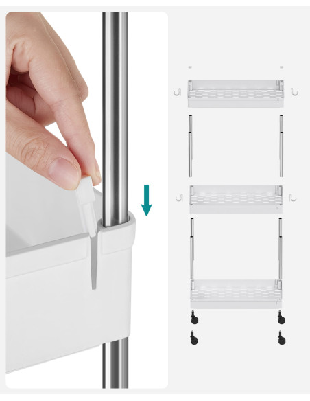 Szafka na kółkach 3 półki biała