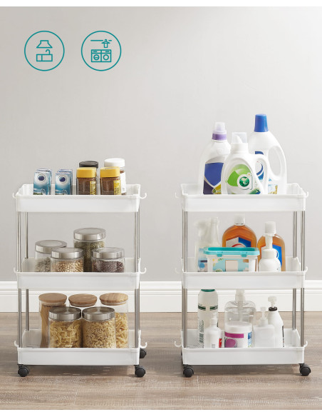 Szafka na kółkach 3 półki biała