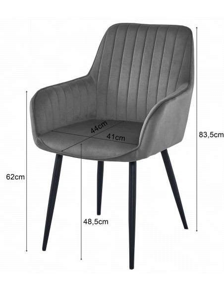 Krzesło SOLDEN - welur srebrno-szary / nogi czarne