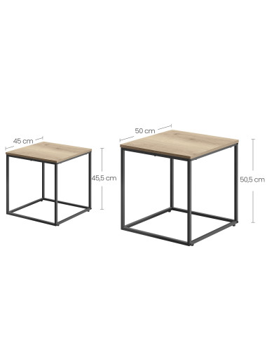 Stolik kawowy kwadrat 2szt - dąb sonoma / nogi...