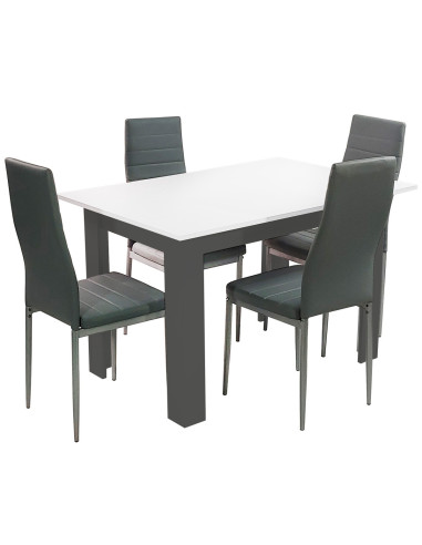 Zestaw stół 120x80 blat biały/nogi szare 4...