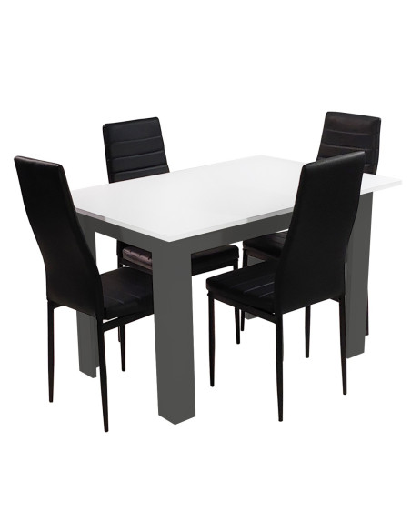 Zestaw stół 120x80 blat biały/nogi szare 4 szare krzesła Nicea