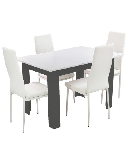 Zestaw stół 120x80 blat biały/nogi szare 4 szare krzesła Nicea