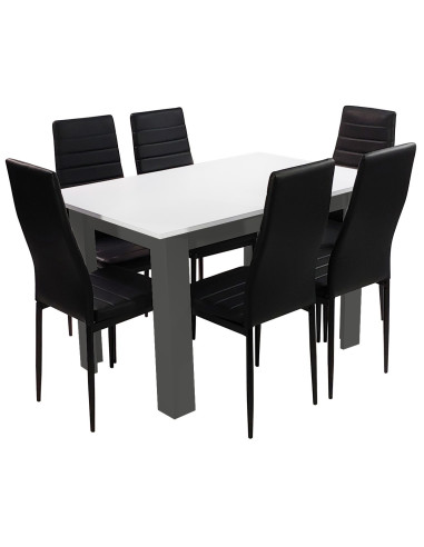 Zestaw stół 120x80 blat biały/nogi szare 6...