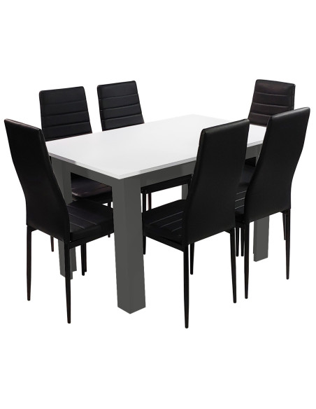 Zestaw stół 120x80 blat biały/nogi szare 6 białych krzeseł Nicea