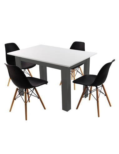 Zestaw stół 120x80 blat biały/nogi szare 4...