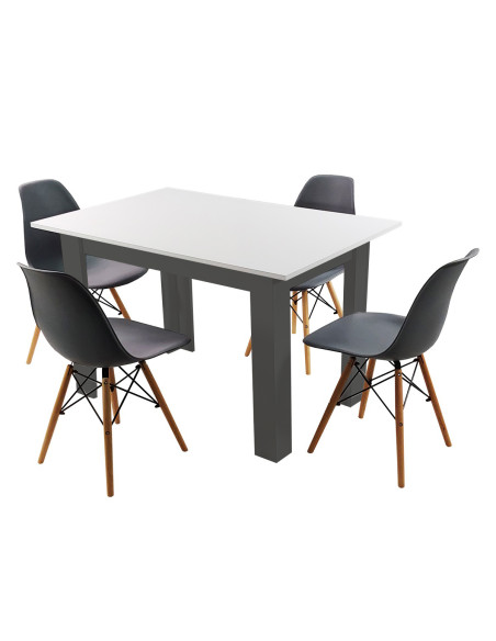 Zestaw stół 120x80 blat biały/nogi szare 4 białe krzesła Milano