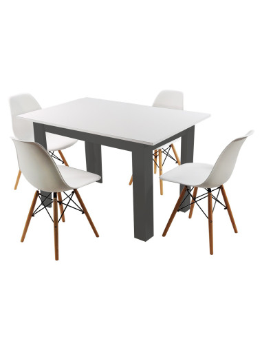 Zestaw stół 120x80 blat biały/nogi szare 4...