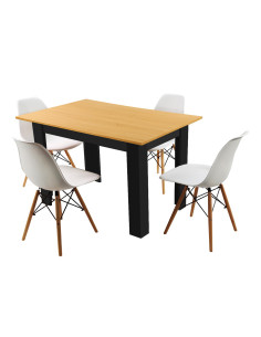 Zestaw stół 120x80 blat sonoma/nogi czarne 4 białe...