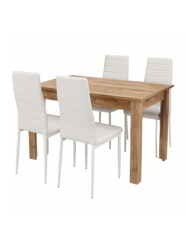 Zestaw stół 120x80 dąb craft 4 białe krzesła Nicea