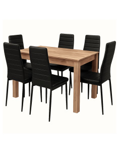 Zestaw stół 120x80 dąb craft 6 czarnych krzeseł Nicea