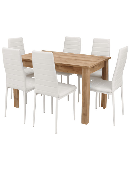 Zestaw stół 120x80 dąb craft 6 czarnych krzeseł Nicea