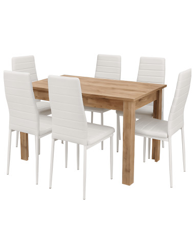 Zestaw stół 120x80 dąb craft 6 białych krzeseł Nicea