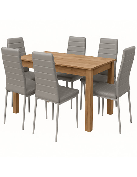 Zestaw stół 120x80 dąb craft 6 białych krzeseł Nicea