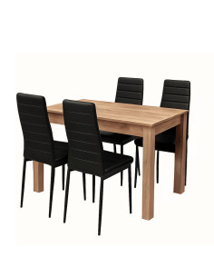 Zestaw stół 120x80 dąb craft 4 czarne krzesła Nicea