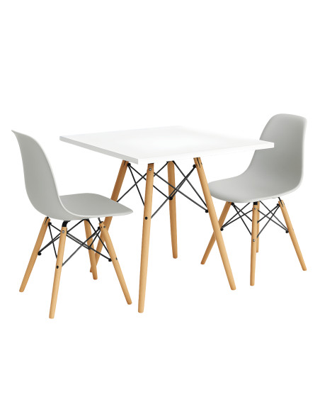 Zestaw stół DSW 80x80 biały 2 czarne krzesła Milano