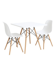 Zestaw stół DSW 80x80 biały 2 białe krzesła Milano