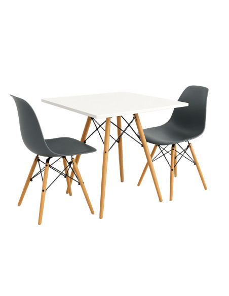 Zestaw stół DSW 80x80 biały 2 białe krzesła Milano