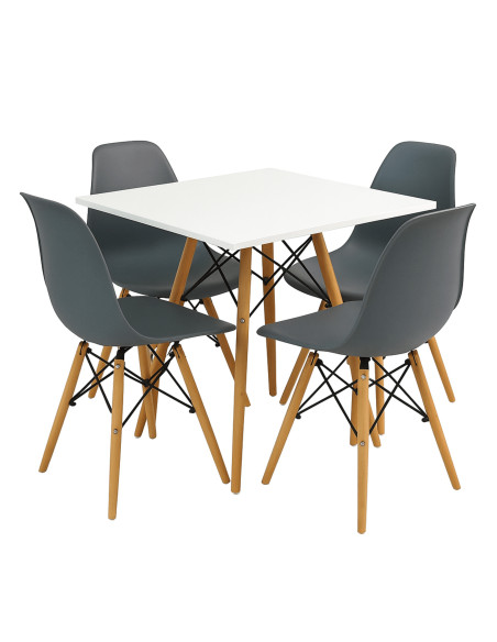 Zestaw stół DSW 80x80 biały 4 białe krzesła Milano