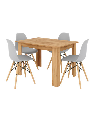 Zestaw stół 120x80 dąb craft 4 jasno szare krzesła Milano