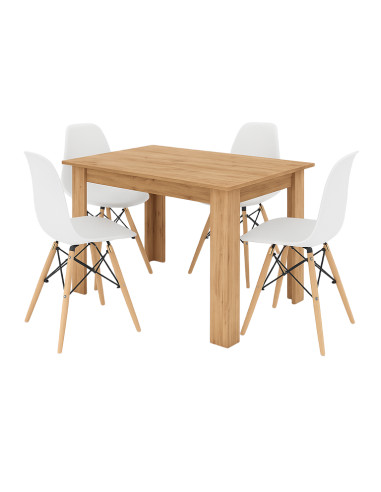 Zestaw stół 120x80 dąb craft 4 białe krzesła Milano