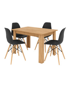 Zestaw stół 120x80 dąb craft 4 czarne krzesła Milano
