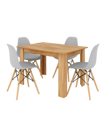 Zestaw stół 120x80 dąb craft 4 czarne krzesła Milano