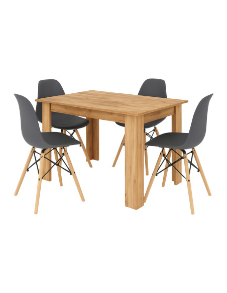 Zestaw stół 120x80 dąb craft 4 czarne krzesła Milano