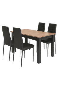Zestaw stół 120x80 blat dąb craft/nogi czarne 4 czarne...