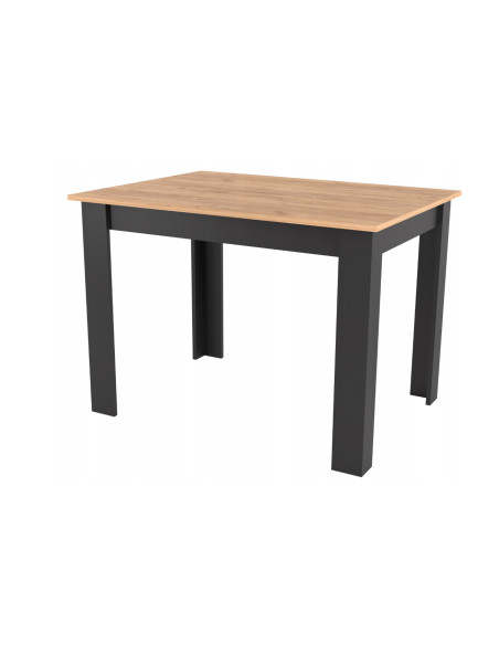 Zestaw stół 120x80 blat dąb craft/nogi czarne 6 czarnych krzeseł Nicea