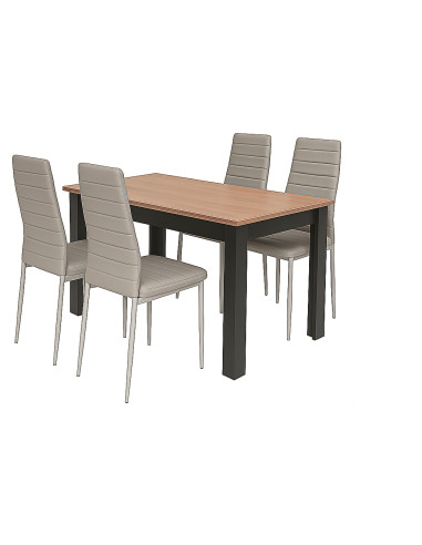 Zestaw stół 120x80 blat dąb craft/nogi czarne 4...