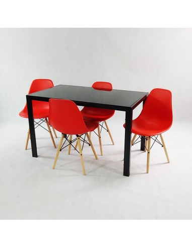 Zestaw stół Monako czarny i 4 szare krzesła Milano