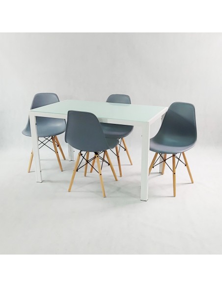 Zestaw stół Monako czarny i 4 szare krzesła Milano