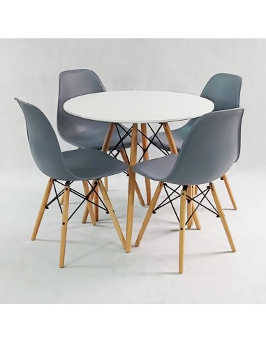 Zestaw stół DSW 70 biały i 4 czarne krzesła Milano