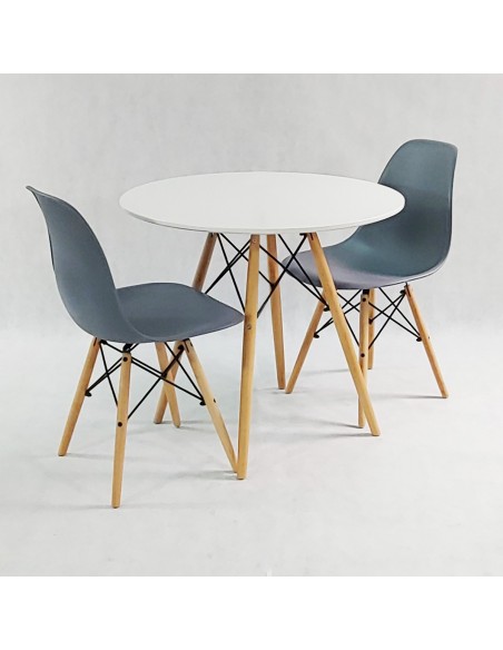 Zestaw stół DSW 70 biały i 4 grafitowe krzesła Milano