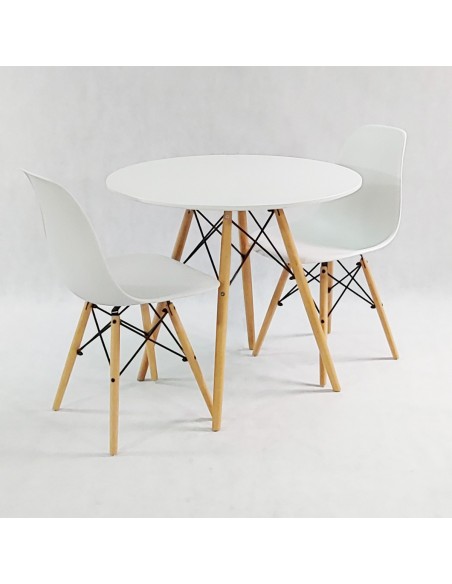 Zestaw stół DSW 70 biały i 2 grafitowe krzesła Milano