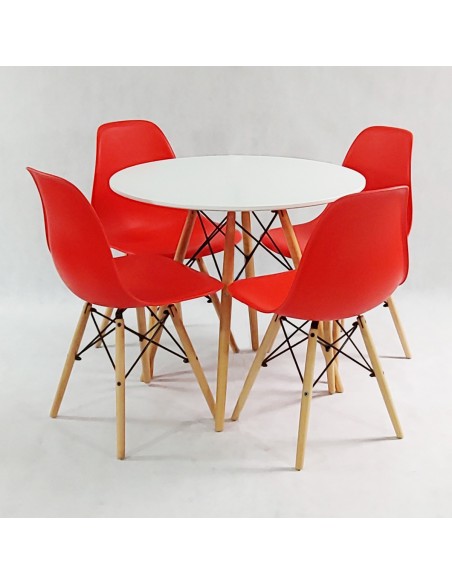 Zestaw stół DSW 80 biały i 4 czarne krzesła Milano