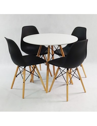 Zestaw stół DSW 80 biały i 4 grafitowe krzesła...