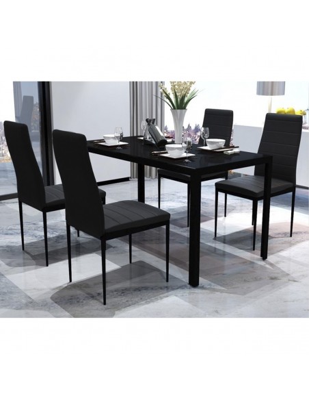 Zestaw stół Monako biały 6 krzeseł Nicea czarnych