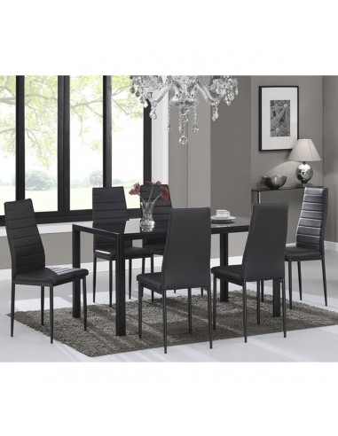 Zestaw stół Monako biały 6 krzeseł Nicea czarnych