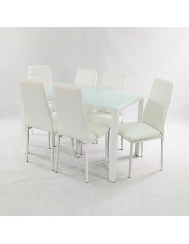 Zestaw stół Monako biały 6 krzeseł Nicea czarnych