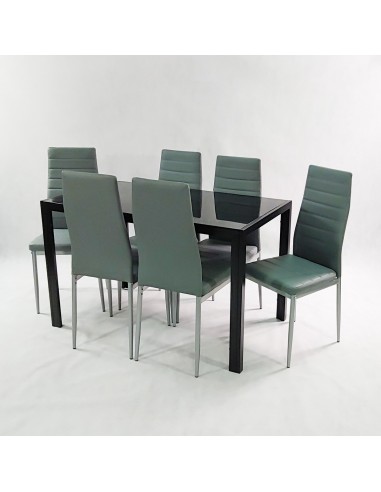 Zestaw stół Monako biały 6 krzeseł Nicea czarnych