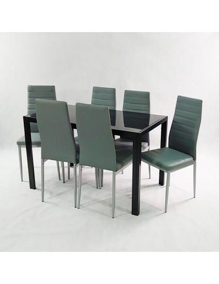 Zestaw stół Monako biały 6 krzeseł Nicea czarnych