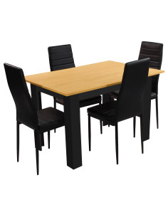 Zestaw stół 120x80 blat dąb sonoma/nogi czarne 4 czarne...