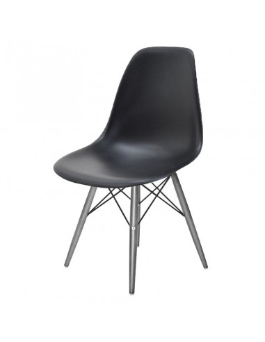 Krzesło DSW Milano czarne, nogi szare